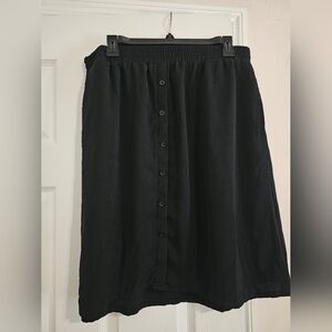 Classic Black Button-Down Midi Skirt